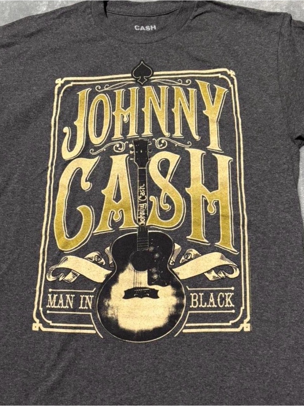 Johnny Cash Graphic Tee - Charcoal with Gold Print